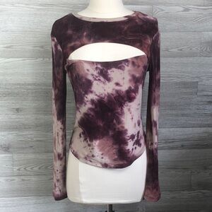 NWT Derek Hart Cut Out Tie Dye Mock Turtleneck